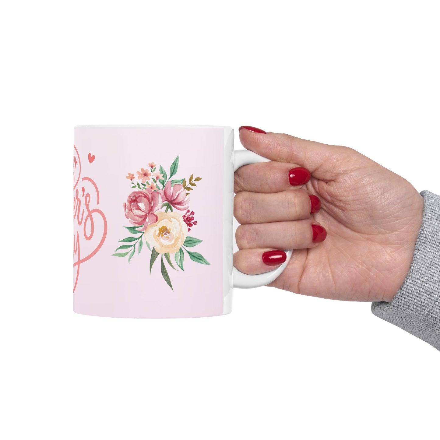 Happy Mother's Day Floral Ceramic Mug, 11oz, 15oz, Gift for Mother's Day, Tea Coffee Cup, Mom Birthday Present, Spring Floral Mug