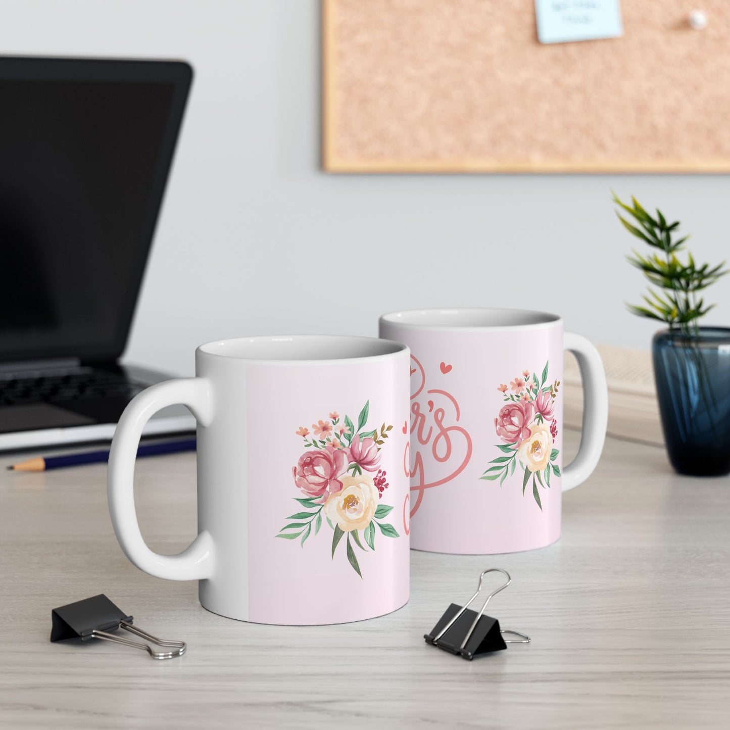 Happy Mother's Day Floral Ceramic Mug, 11oz, 15oz, Gift for Mother's Day, Tea Coffee Cup, Mom Birthday Present, Spring Floral Mug