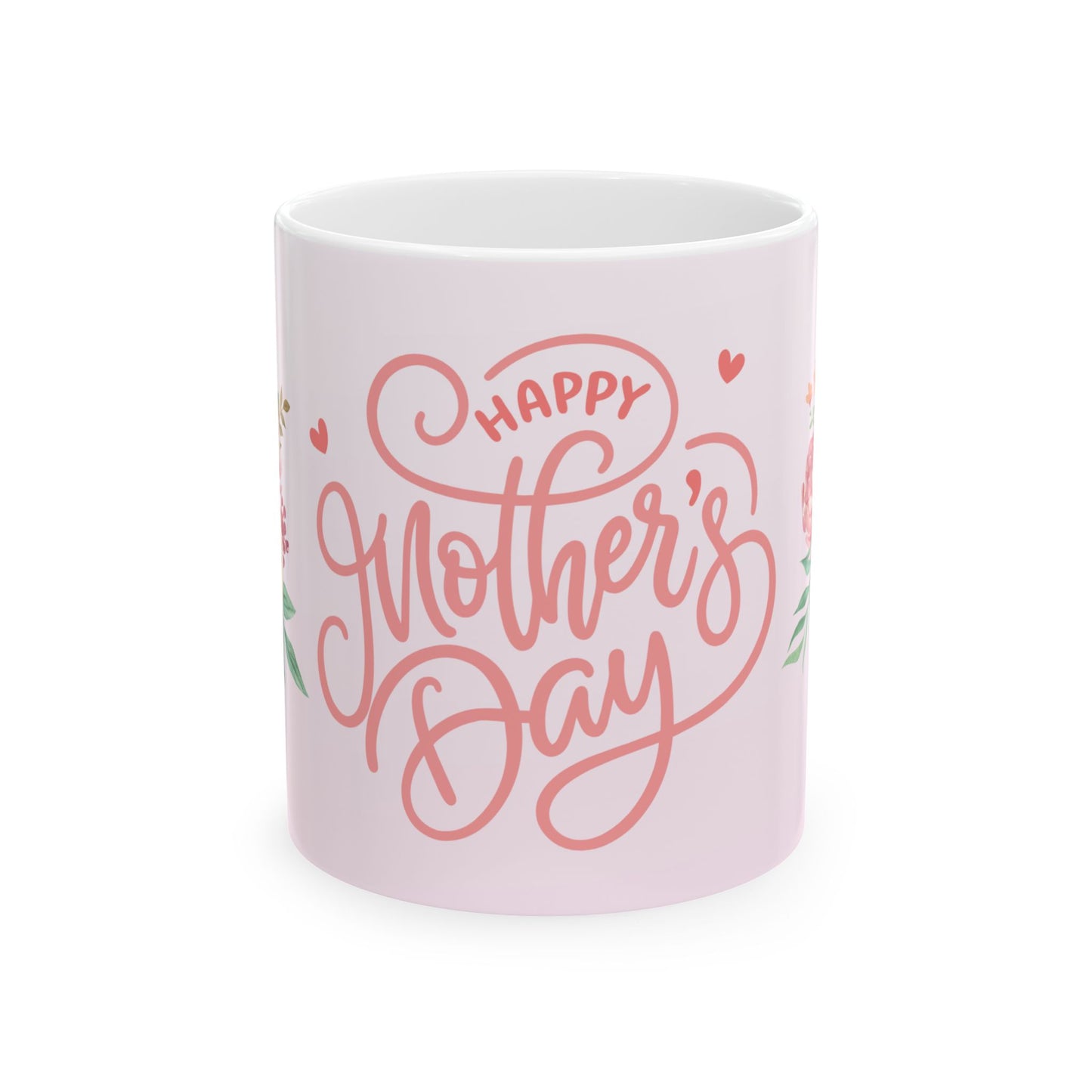 Happy Mother's Day Floral Ceramic Mug, 11oz, 15oz, Gift for Mother's Day, Tea Coffee Cup, Mom Birthday Present, Spring Floral Mug
