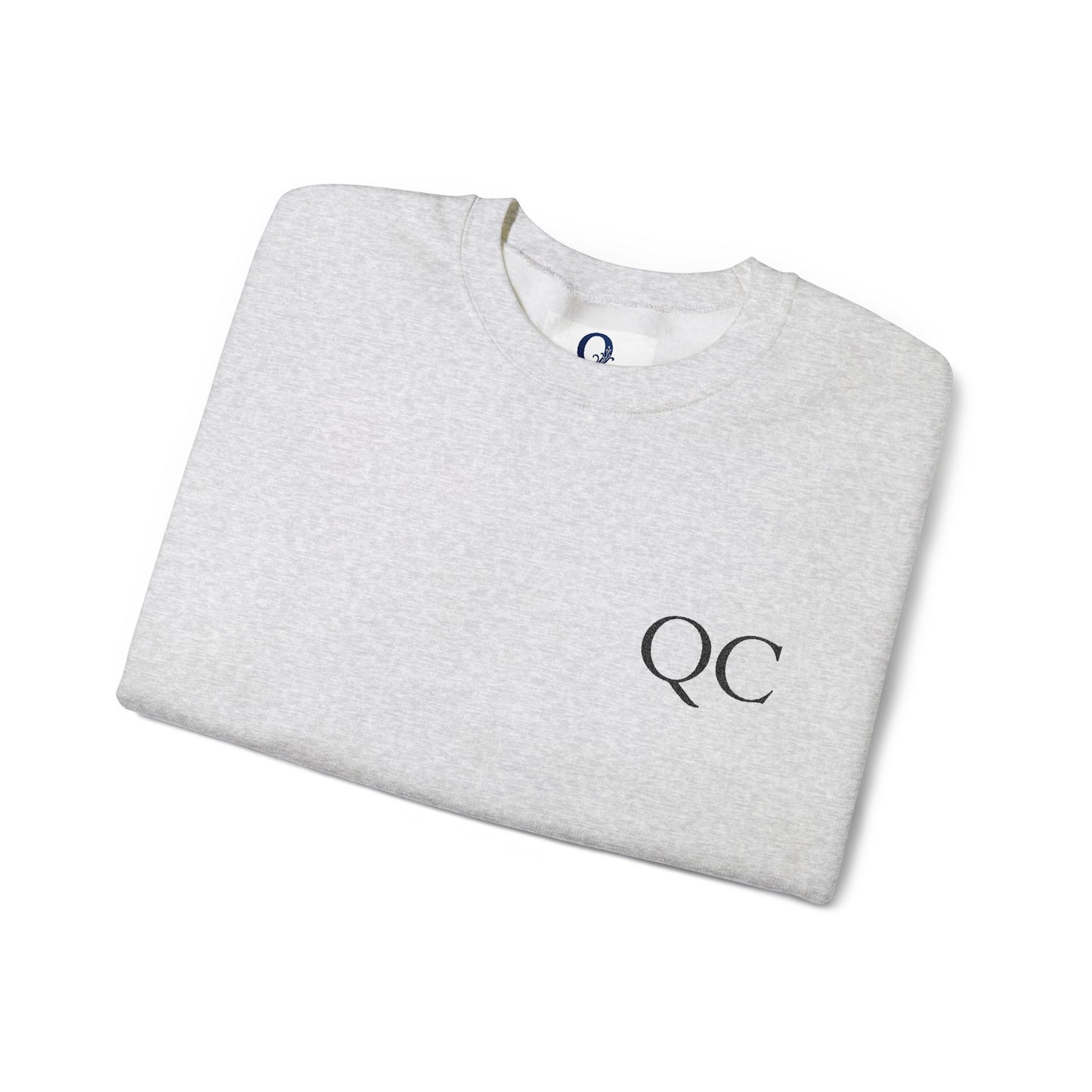 Minimalist QC Crewneck Sweatshirt - Cozy Unisex Fleece, Ideal for Casual Days, Gifts, Fall/Winter, Streetwear Essentials
