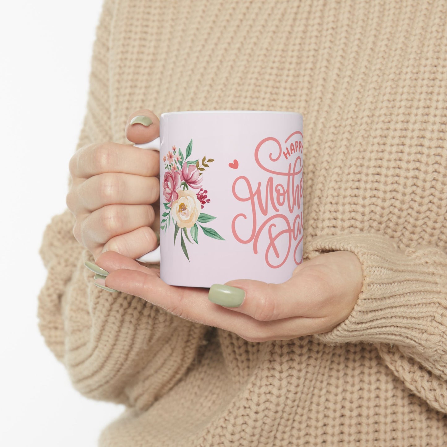 Happy Mother's Day Floral Ceramic Mug, 11oz, 15oz, Gift for Mother's Day, Tea Coffee Cup, Mom Birthday Present, Spring Floral Mug