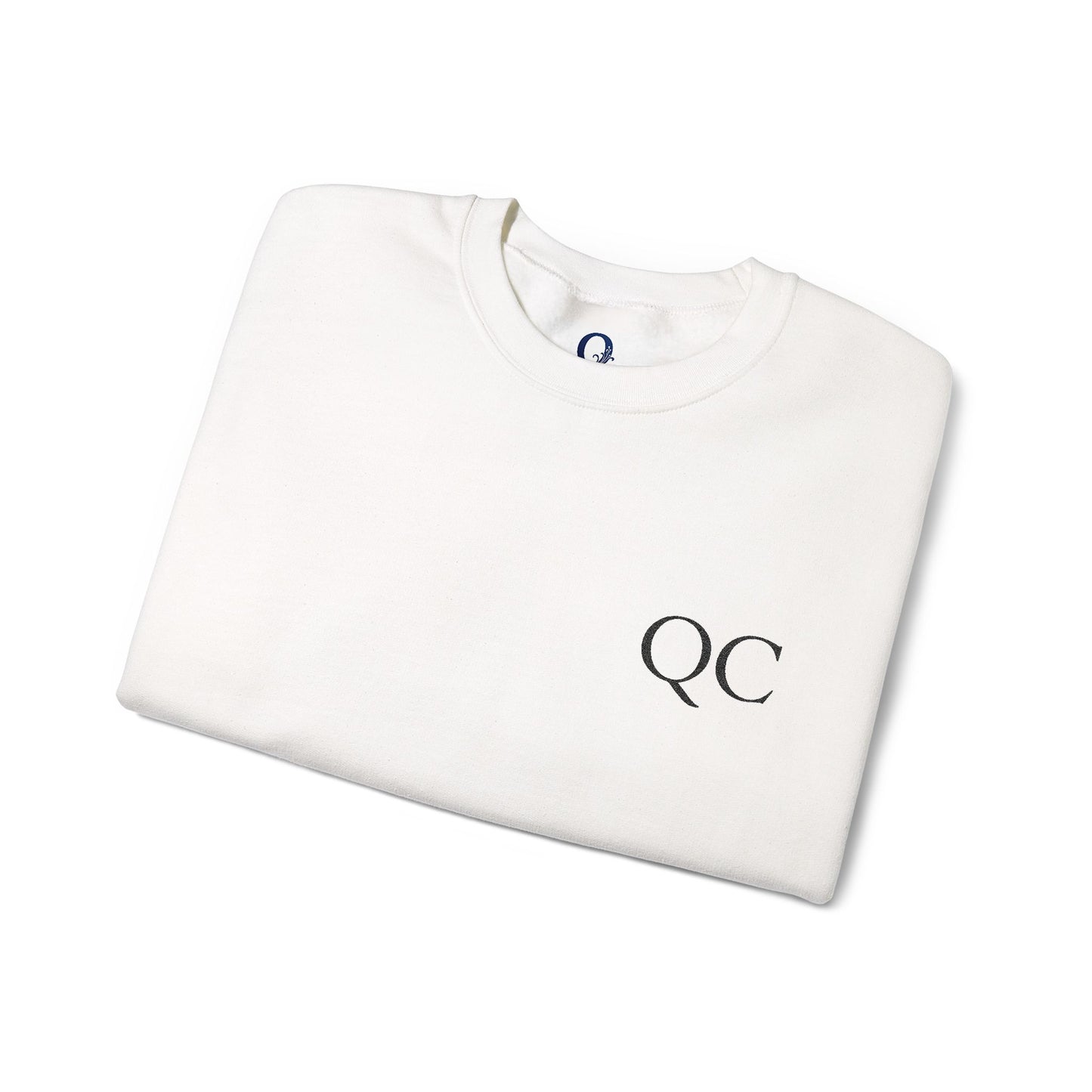 Minimalist QC Crewneck Sweatshirt - Cozy Unisex Fleece, Ideal for Casual Days, Gifts, Fall/Winter, Streetwear Essentials