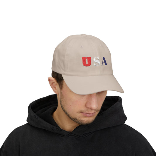 USA Classic Dad Cap, Casual Hat, Patriotic Baseball Cap, Gift for Dad, July 4th Accessories, Everyday Wear