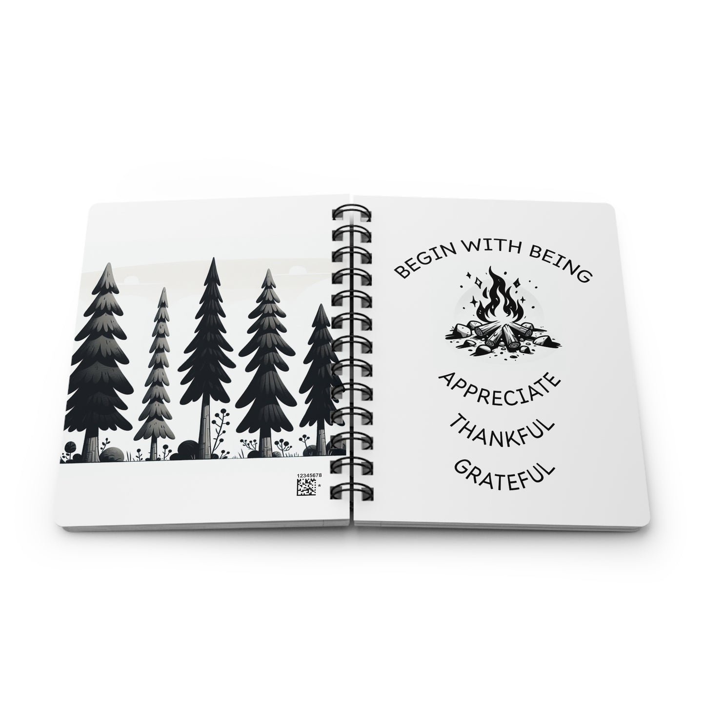 Inspirational Spiral Bound Journal | Begin With Being Appreciative, Thankful, Grateful | Perfect for Gratitude Journaling