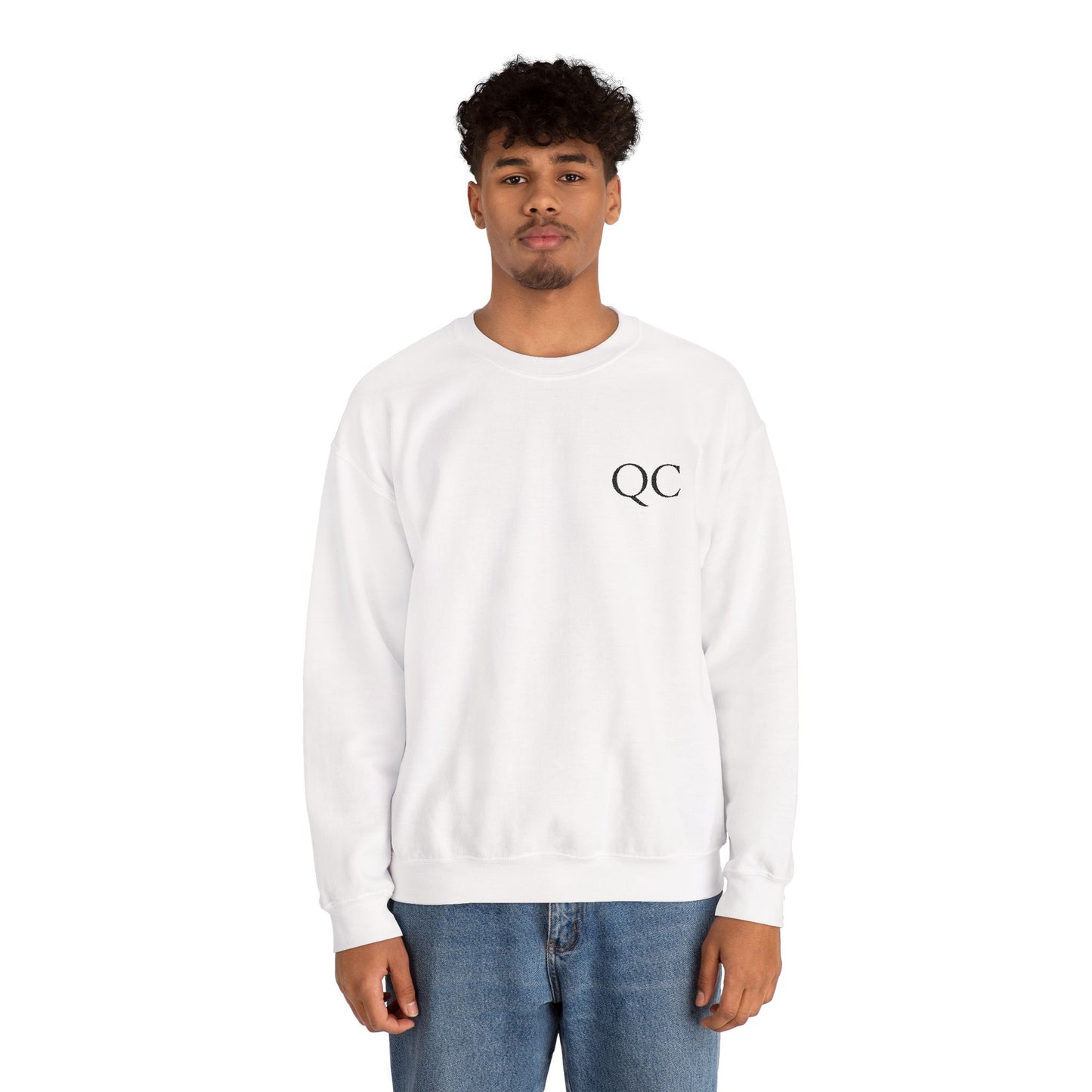 Minimalist QC Crewneck Sweatshirt - Cozy Unisex Fleece, Ideal for Casual Days, Gifts, Fall/Winter, Streetwear Essentials