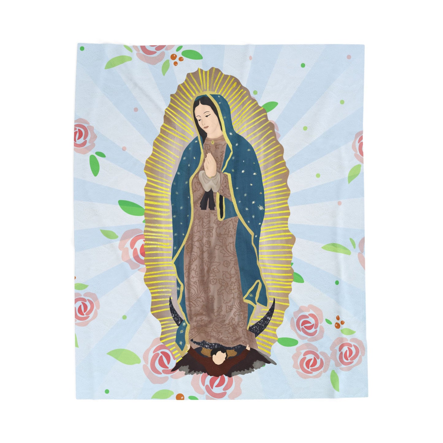 Cozy Velveteen Plush Blanket featuring Our Lady of Guadalupe, Gift for Her, Home Decor, Religious Decor, Prayer Blanket, Soft Throw