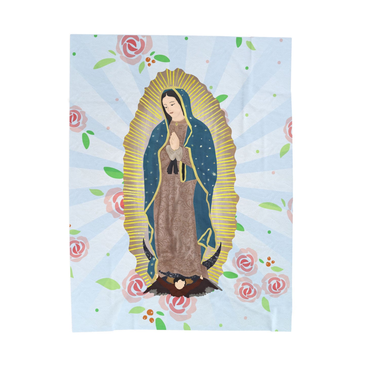 Cozy Velveteen Plush Blanket featuring Our Lady of Guadalupe, Gift for Her, Home Decor, Religious Decor, Prayer Blanket, Soft Throw