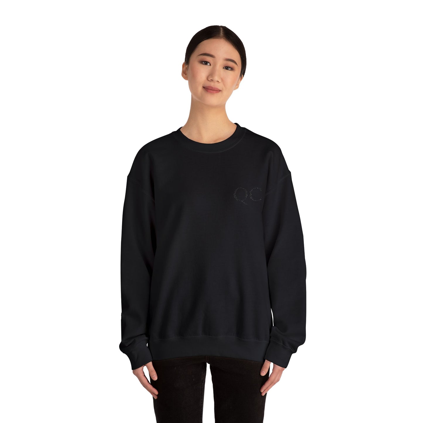 Minimalist QC Crewneck Sweatshirt - Cozy Unisex Fleece, Ideal for Casual Days, Gifts, Fall/Winter, Streetwear Essentials