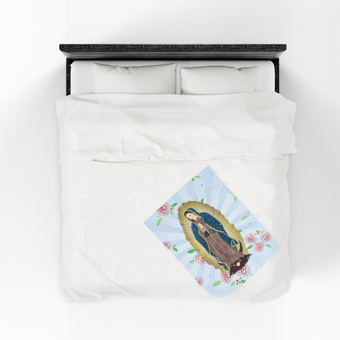 Cozy Velveteen Plush Blanket featuring Our Lady of Guadalupe, Gift for Her, Home Decor, Religious Decor, Prayer Blanket, Soft Throw