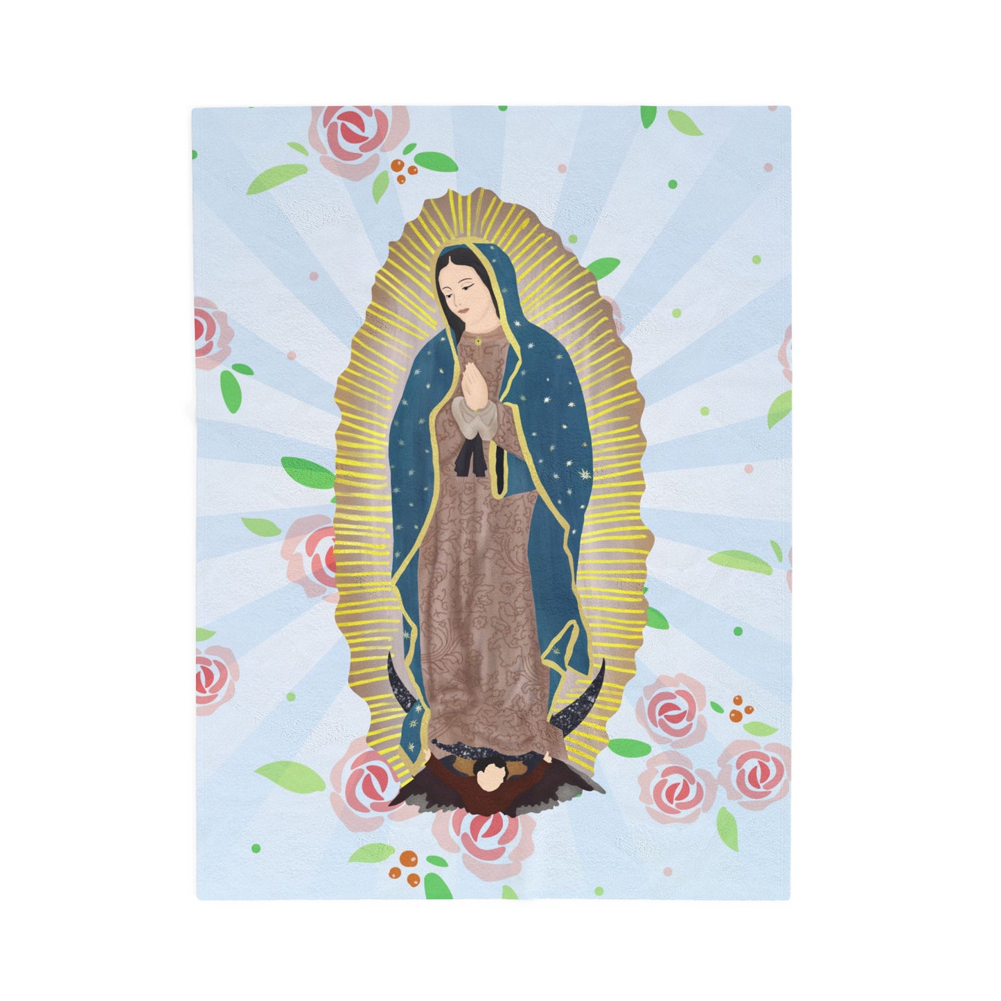 Cozy Velveteen Plush Blanket featuring Our Lady of Guadalupe, Gift for Her, Home Decor, Religious Decor, Prayer Blanket, Soft Throw
