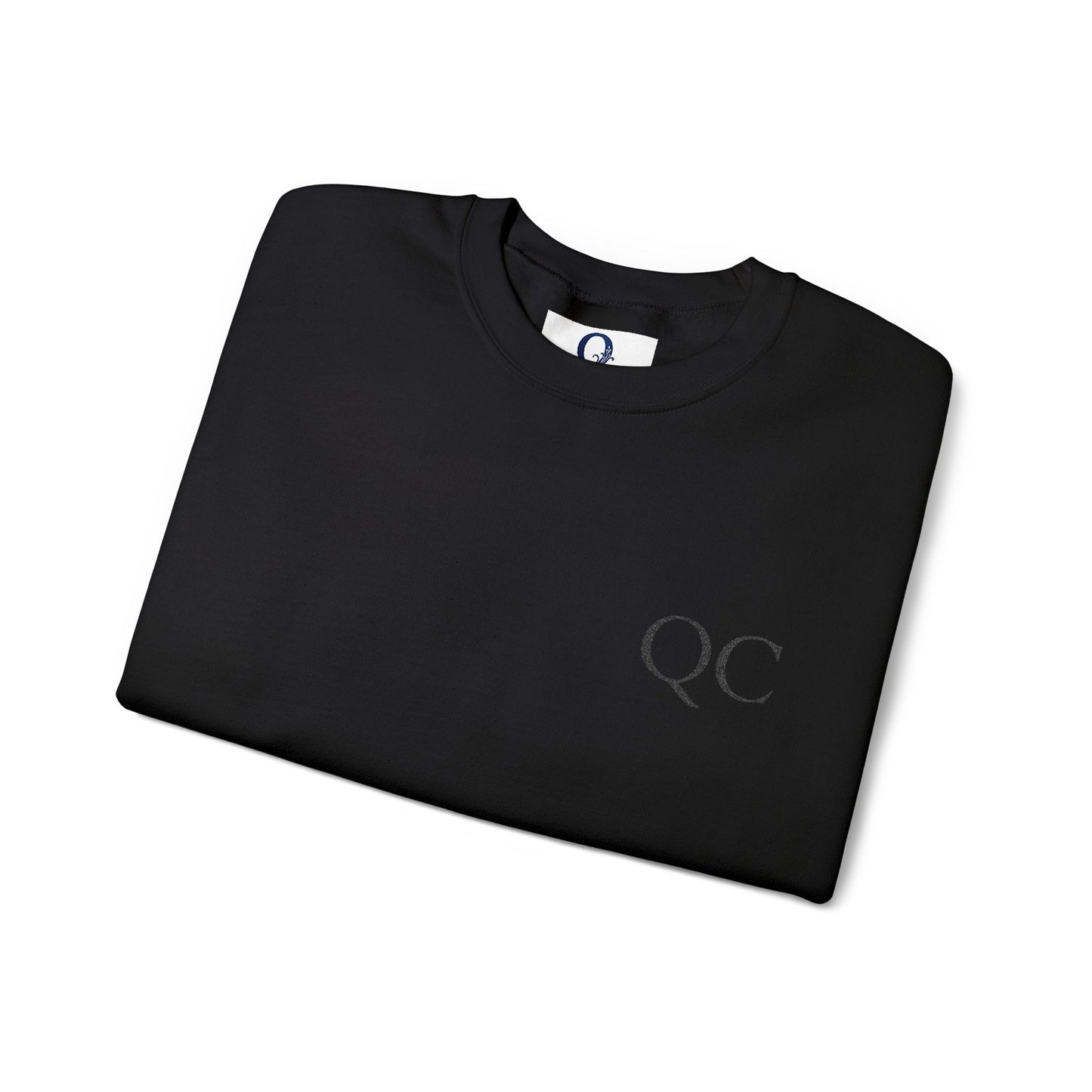 Minimalist QC Crewneck Sweatshirt - Cozy Unisex Fleece, Ideal for Casual Days, Gifts, Fall/Winter, Streetwear Essentials