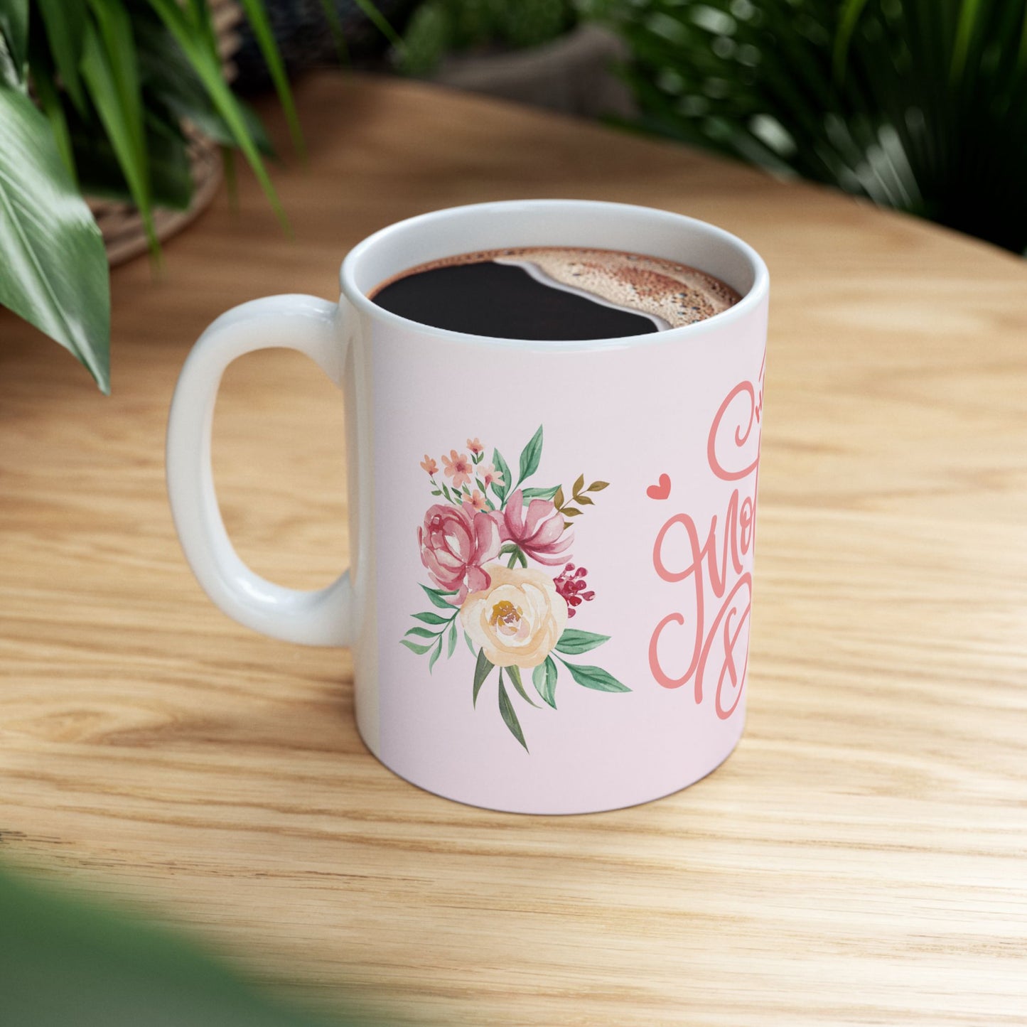 Happy Mother's Day Floral Ceramic Mug, 11oz, 15oz, Gift for Mother's Day, Tea Coffee Cup, Mom Birthday Present, Spring Floral Mug